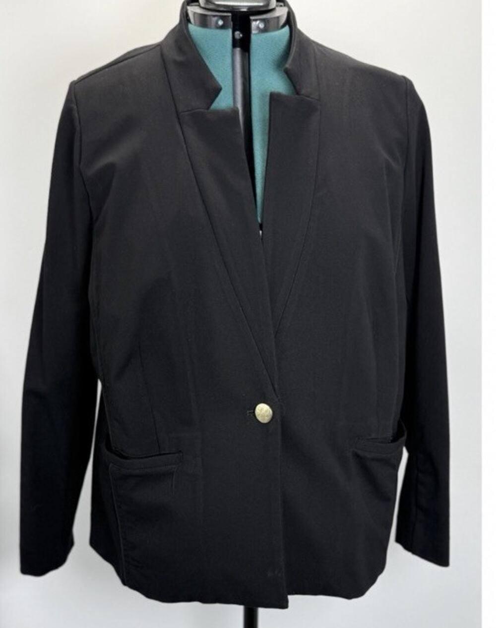 Eloquii Jacket Plus Size 24 Black One-Button Blazer Business Casual